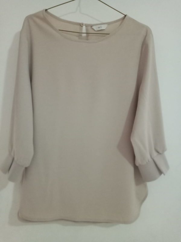 3Q Sleeve Blouse with Hem (Beige) XL - ApparelBay Sri Lanka